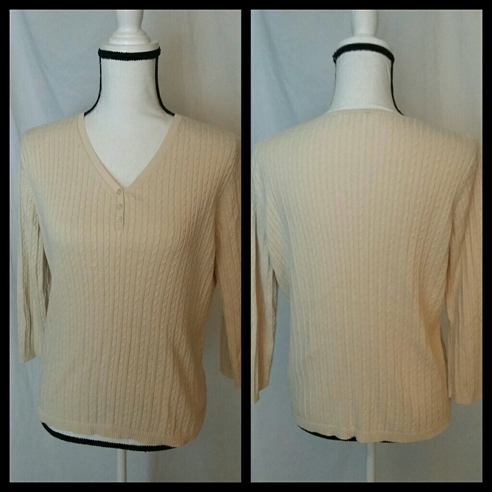 Cream Ribbed Knit Sweater - Picture 2 of 3